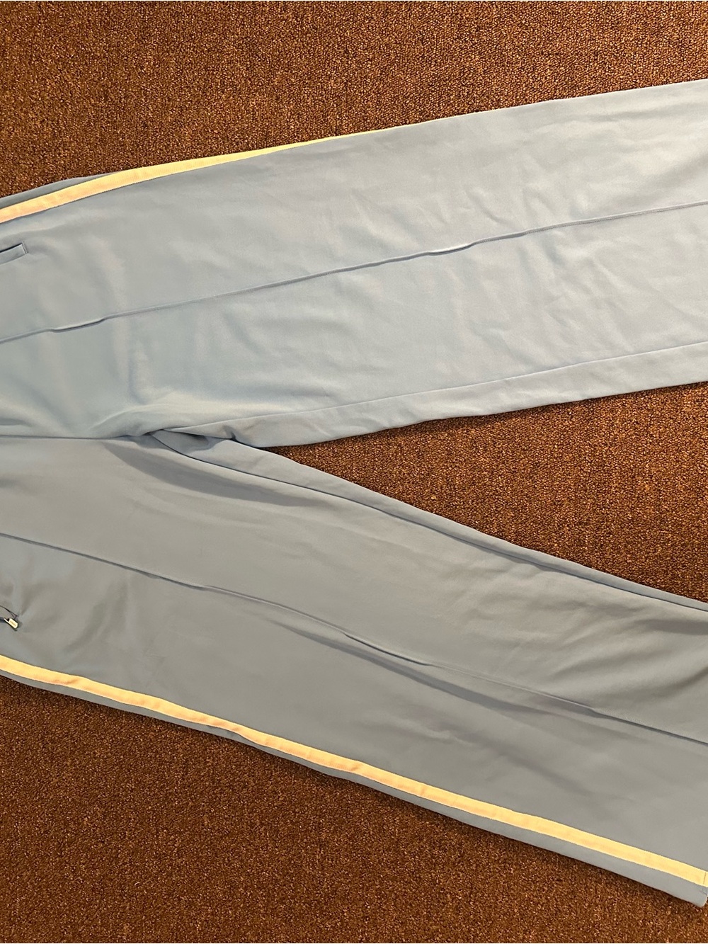 Wide-Leg Athletic Track Pants in Sky Blue with Side Stripes - Picture 6 of 7
